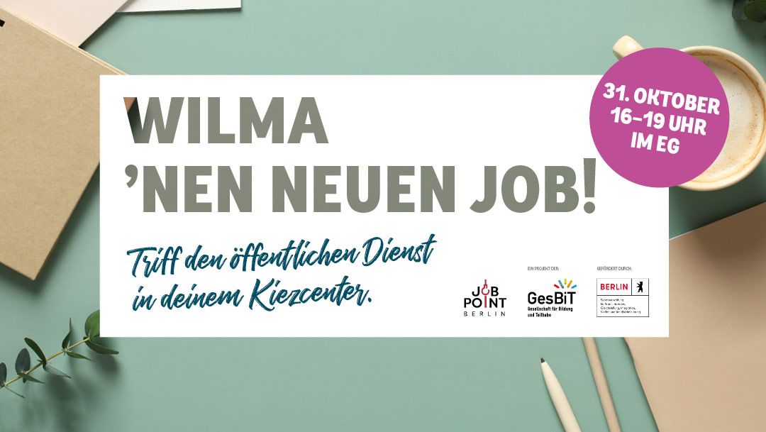 Werbe-Design für den JobMarkt im Einkaufszentrum der WILMA Shoppen am 31.10.2024
