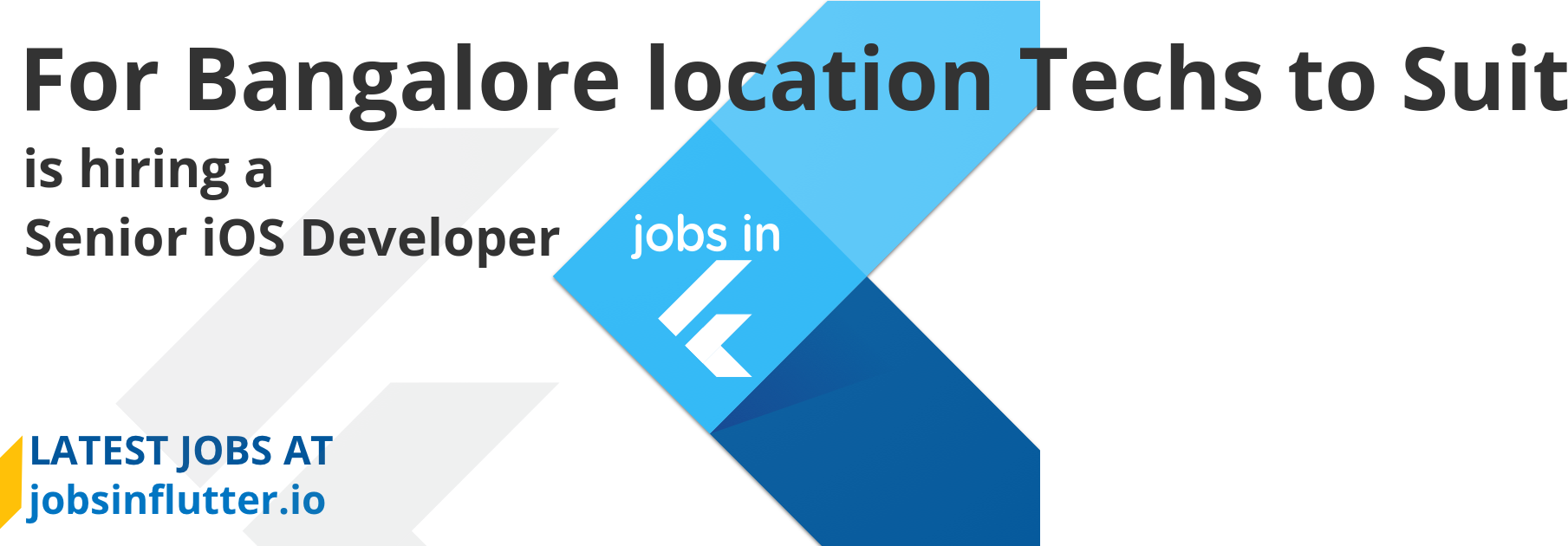 For Bangalore location Techs to Suit is hiring a Senior