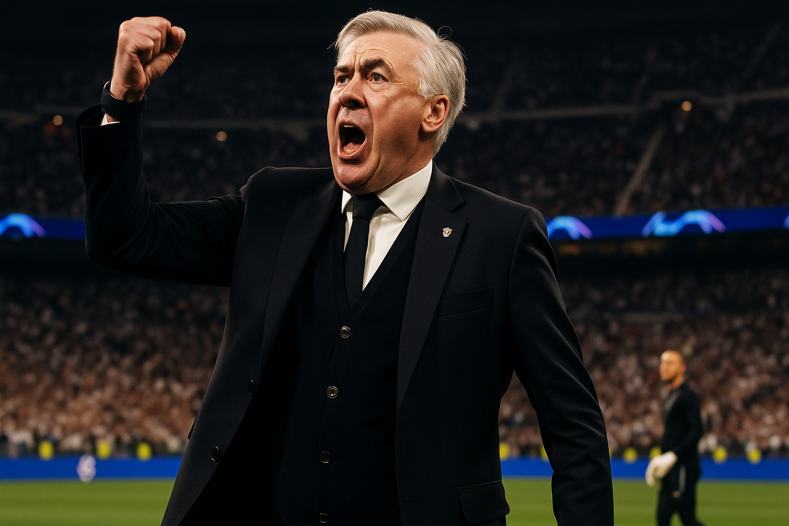 Carlo Ancelotti celebrating