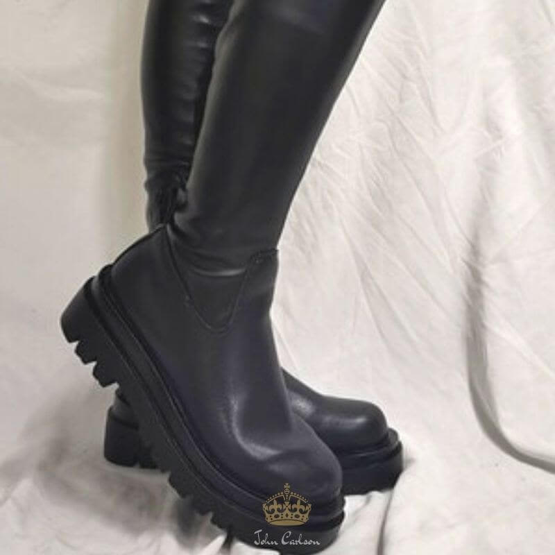 thigh high black boots platform