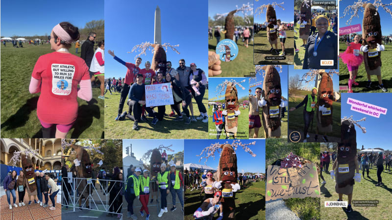 Stumpy greeting runners throughout race weekend