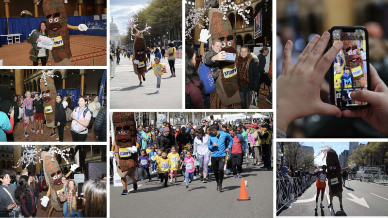 Stumpy greeting runners throughout race weekend