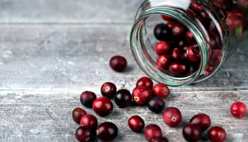 a jar of cranberries