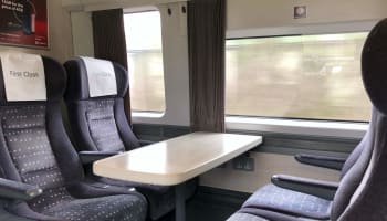 a table in a train