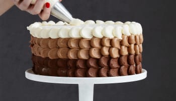 a person decorating a cake