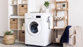 a washing machine in a room