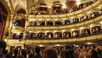 a group of people in an opera house