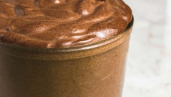 a brown liquid in a glass