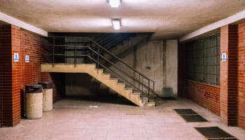 a staircase in a building