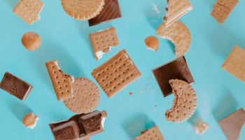 a group of chocolate and crackers