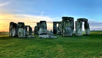 Stonehenge in a grassy field