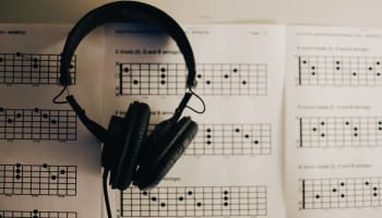 headphones on a sheet of paper