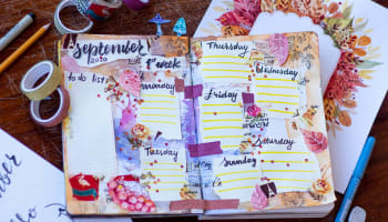 a page of a journal with sticky notes