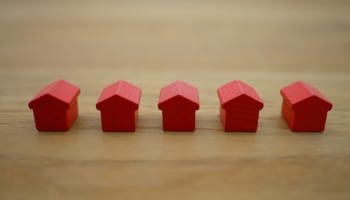 a row of red wooden houses