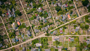 an aerial view of a city