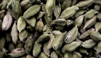 a pile of green seed pods