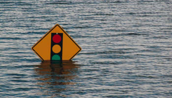 a traffic light in water