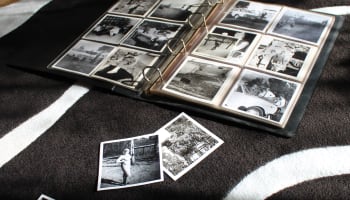 a black and white photo album
