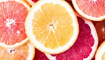 a group of sliced grapefruit