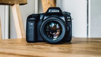 a camera on a table