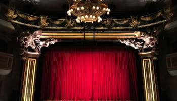 a red curtain on a stage