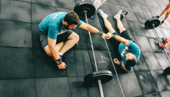 a group of men in a gym