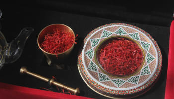 a bowl of saffron threads and a bowl of saffron threads