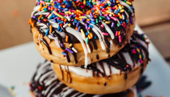 a close up of a donut