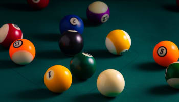 a pool table with balls