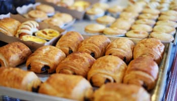 a tray of pastries on a table