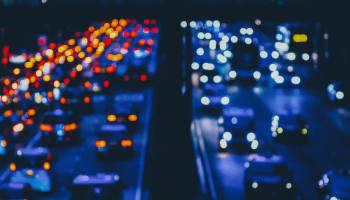 a blurry image of a traffic jam