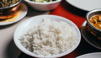 a bowl of rice on a table