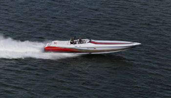 a speedboat on the water