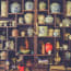 a shelf full of ceramic pots