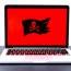 a laptop with a red screen