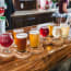 a row of glasses of beer