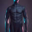 a black mannequin with a blue light