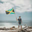 a person holding a flag