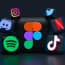 a group of black cubes with different colored icons