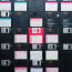 a wall of floppy disks