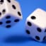 a pair of dice on a blue background