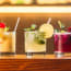 a group of drinks on a table
