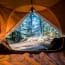 a view from inside of a tent