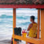 a person standing on a beach