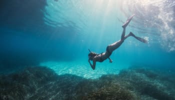 a person in a garment underwater