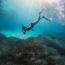 a person in a garment underwater