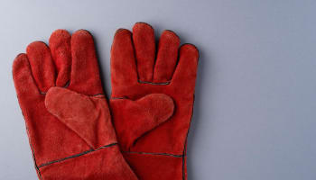 a pair of red gloves
