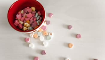 a bowl of candy hearts