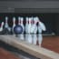 bowling pins and a bowling ball