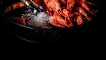 a bowl of shrimp and salt